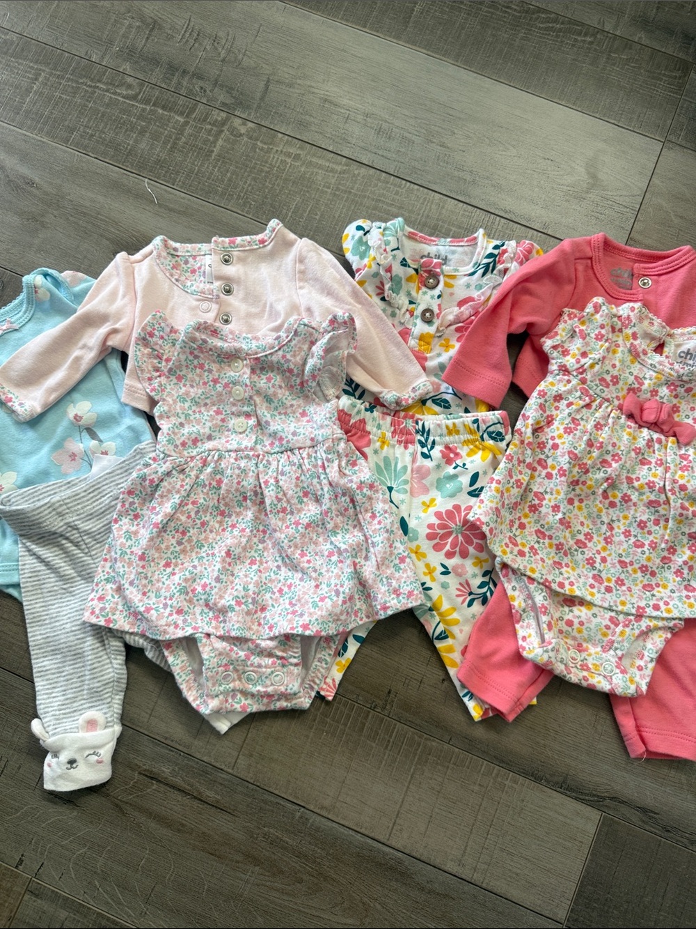 Carter's Floral & Pink Baby Girls Matching Bodysuit Set